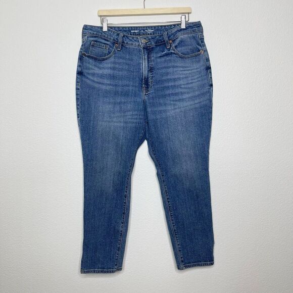 Old Navy Jeans Sz 16 Blue OG Straight High-Rise Secret-Smooth Split Hem Stretch - Picture 1 of 12